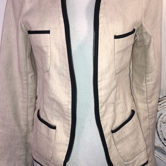 Mason Scotch Cotton Linen Blend Black Piping Trim Size 1 or Small Blazer - Picture 4 of 14
